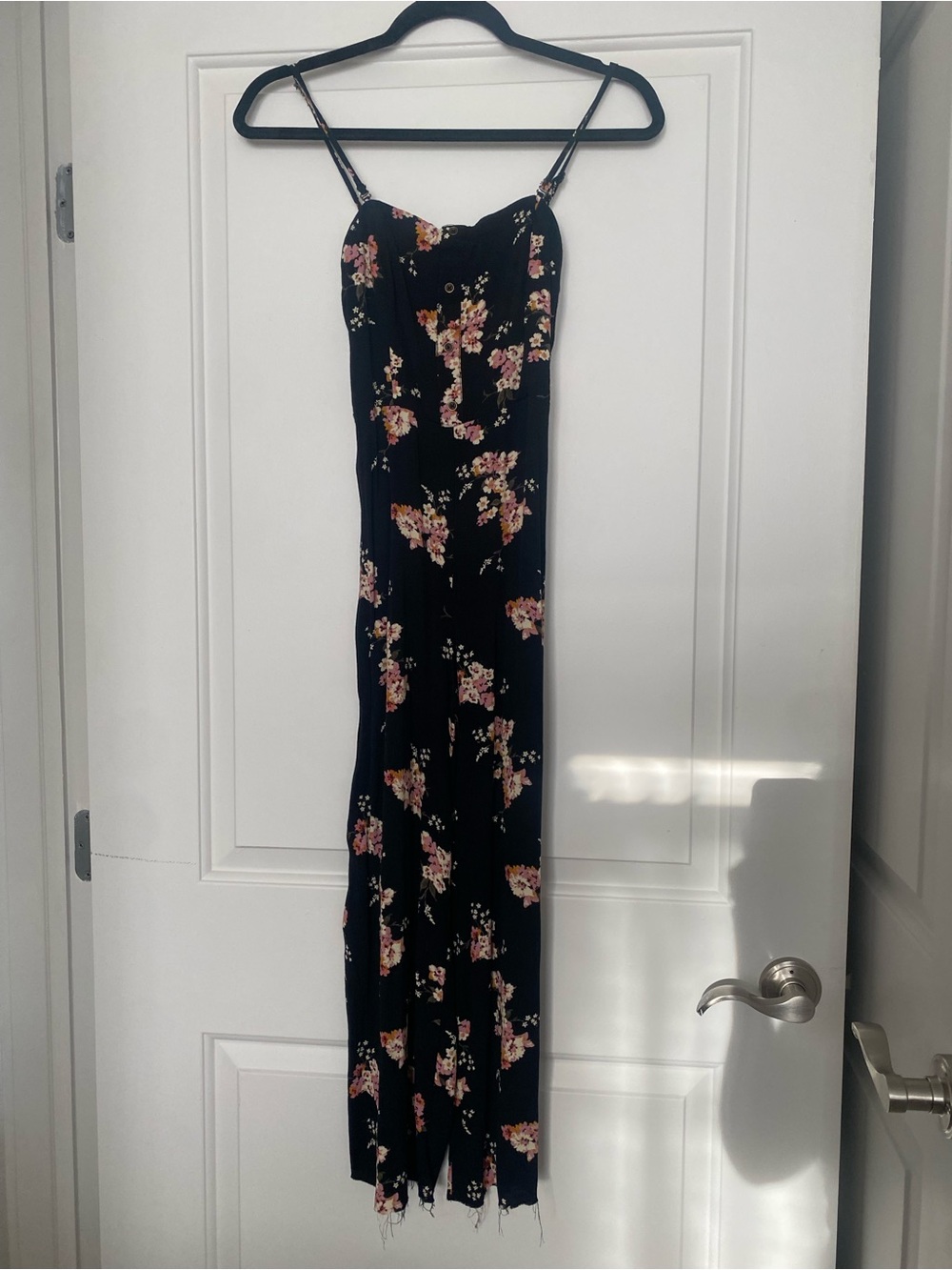 Black Floral Slip Jumpsuit with Pink & Cream Blooms